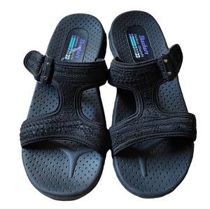 SKECHERS Reggae Desert Escape Black Sandals Size 6